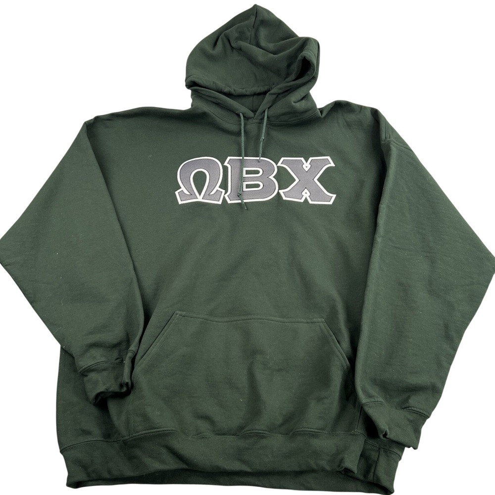 Omega Beta Chi Greek Letter Hoodie 3XL Green Men Gildan Heavy Blend Pullover